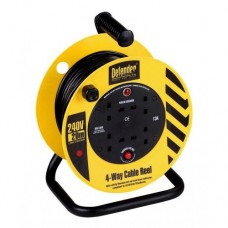 Defender 20M Light Industrial Cable Reel - 13A 4 Way 1.25mm 230V