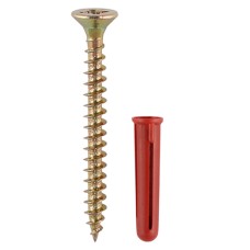 30mm Red Plug, 4.0 x 40 Screw - 25 PCS